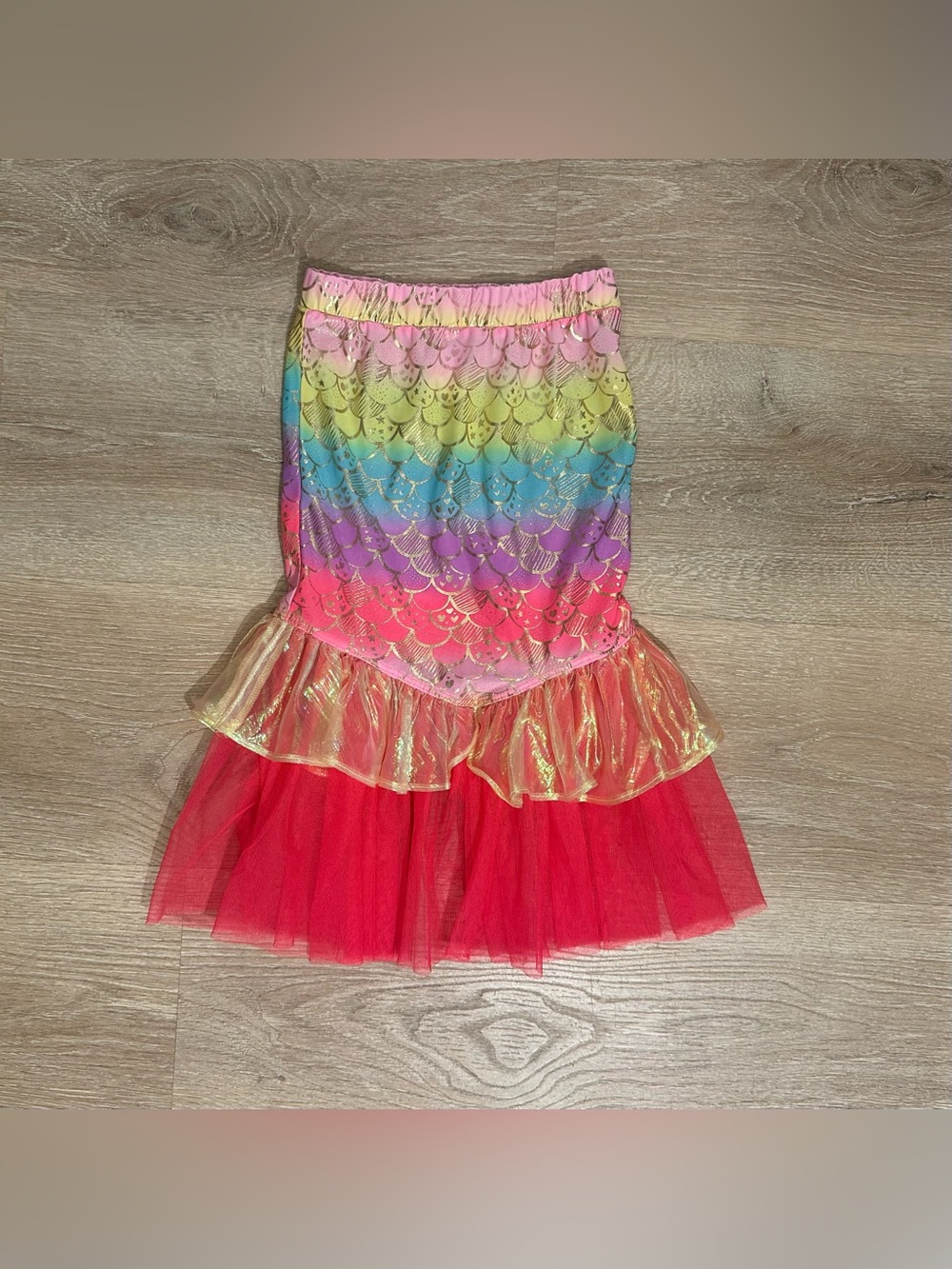 Cat & Jack Rainbow Mermaid Skirt Costume with Pink and Red Tulle